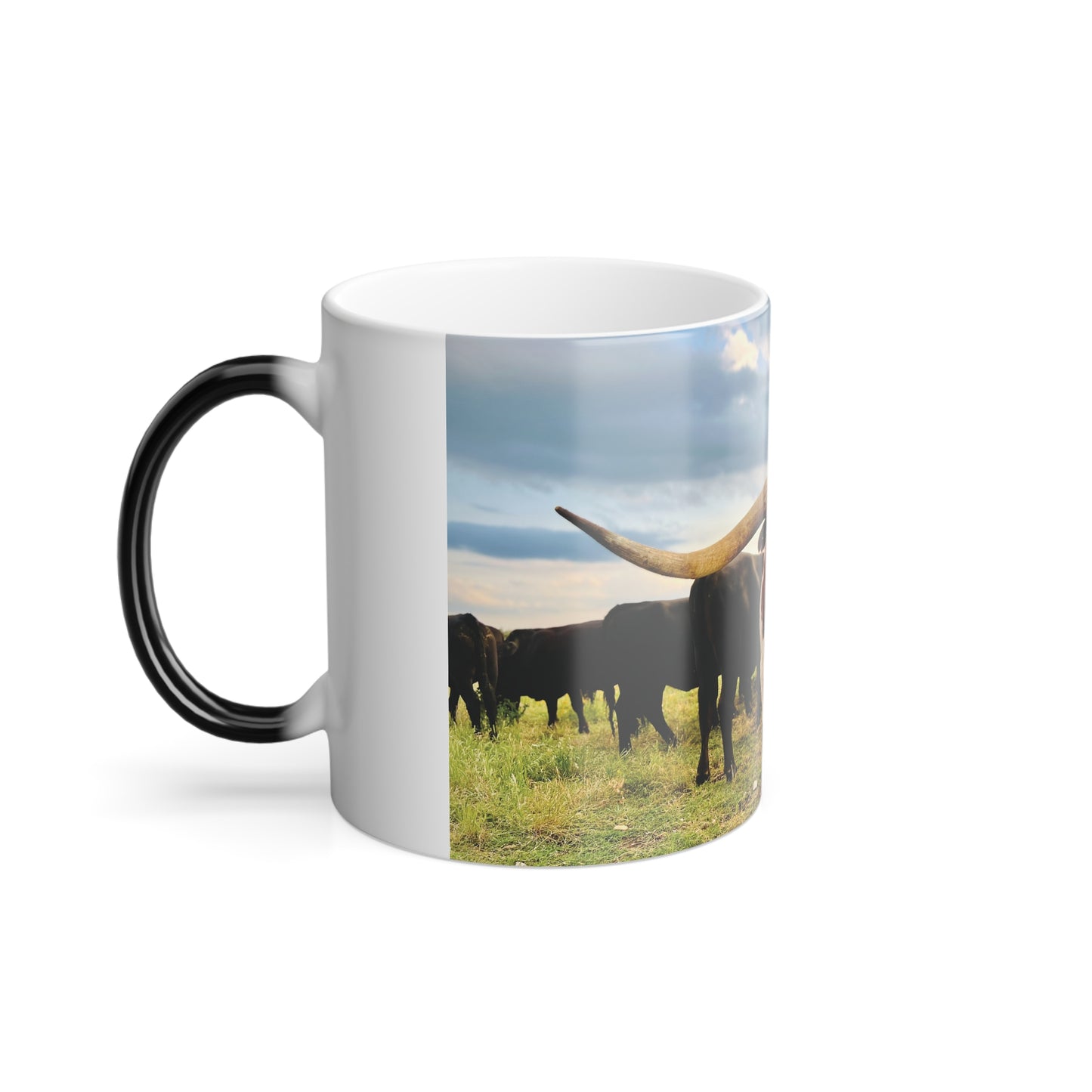 Color Morphing Mug - Longhorn Cattle Design