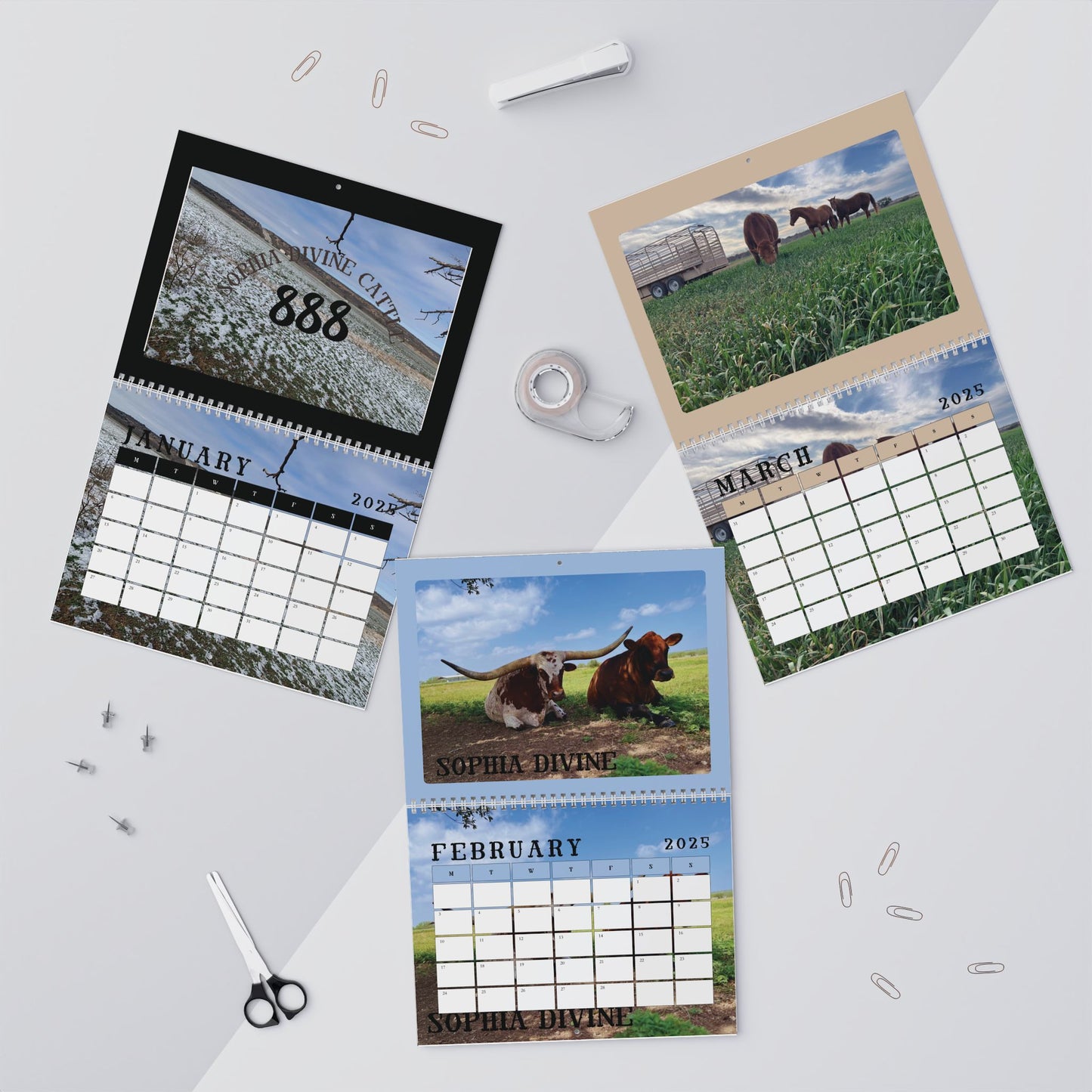 2025 Sophia Divine Cattle Wall Calendar