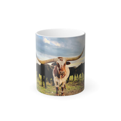 Color Morphing Mug - Longhorn Cattle Design