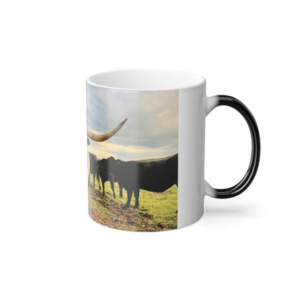 Color Morphing Mug - Longhorn Cattle Design